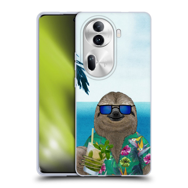 Barruf Animals Sloth In Summer Soft Gel Case for OPPO Reno11 Pro