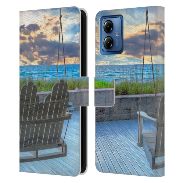 Celebrate Life Gallery Beaches 2 Swing Leather Book Wallet Case Cover For Motorola Moto G14