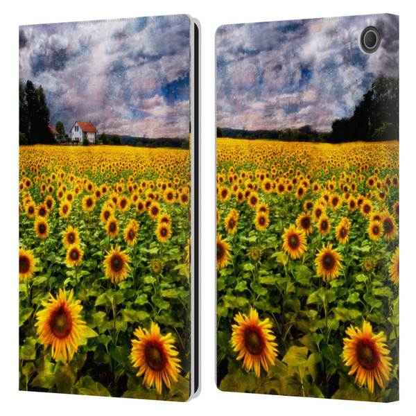 Celebrate Life Gallery Florals Dreaming Of Sunflowers Leather Book Wallet Case Cover For Amazon Fire Max 11 2023