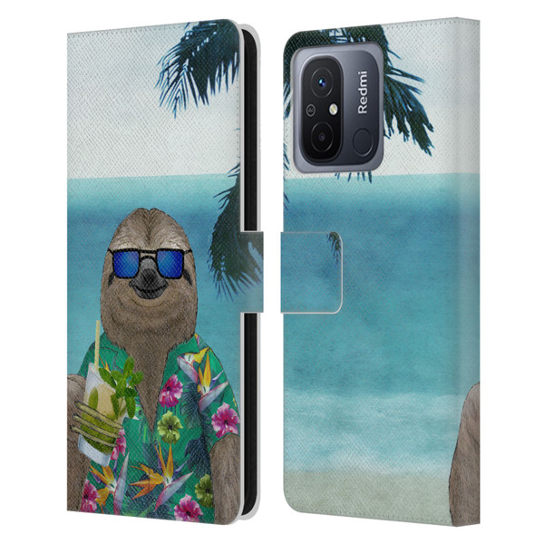 Barruf Animals Sloth In Summer Leather Book Wallet Case Cover For Xiaomi Redmi 12C