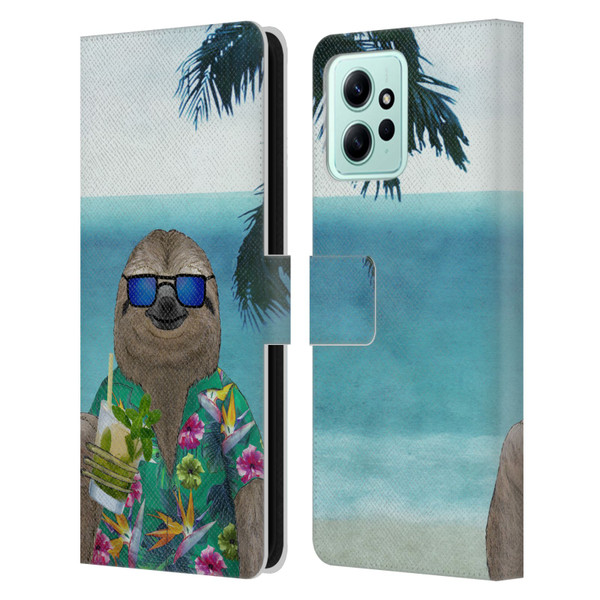 Barruf Animals Sloth In Summer Leather Book Wallet Case Cover For Xiaomi Redmi 12