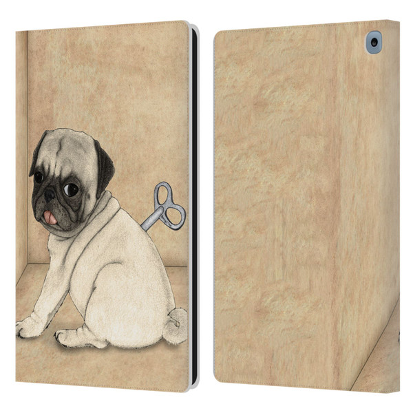 Barruf Dogs Pug Toy Leather Book Wallet Case Cover For Amazon Fire HD 10 / Plus 2021