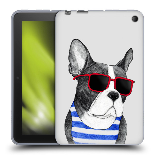 Barruf Dogs Frenchie Summer Style Soft Gel Case for Amazon Fire 7 2022