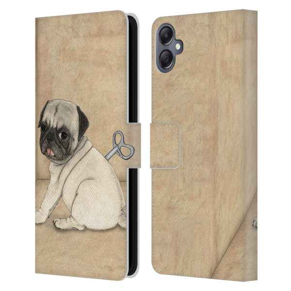 Barruf Dogs Pug Toy Leather Book Wallet Case Cover For Samsung Galaxy A05