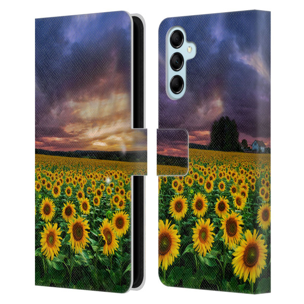 Celebrate Life Gallery Florals Stormy Sunrise Leather Book Wallet Case Cover For Samsung Galaxy M14 5G