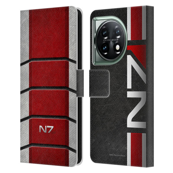 EA Bioware Mass Effect Graphics N7 Logo Armor Leather Book Wallet Case Cover For OnePlus 11 5G