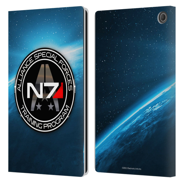EA Bioware Mass Effect 3 Badges And Logos N7 Training Program Leather Book Wallet Case Cover For Amazon Fire Max 11 2023