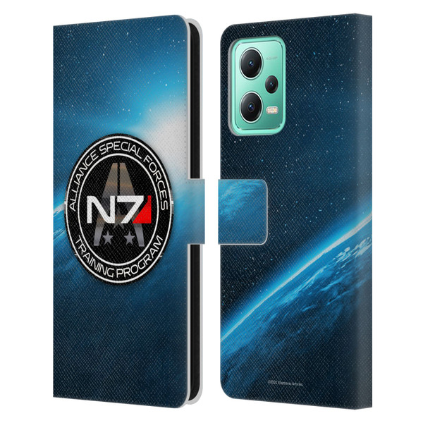 EA Bioware Mass Effect 3 Badges And Logos N7 Training Program Leather Book Wallet Case Cover For Xiaomi Redmi Note 12 5G
