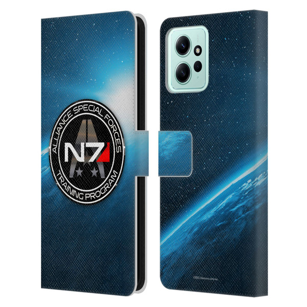 EA Bioware Mass Effect 3 Badges And Logos N7 Training Program Leather Book Wallet Case Cover For Xiaomi Redmi 12
