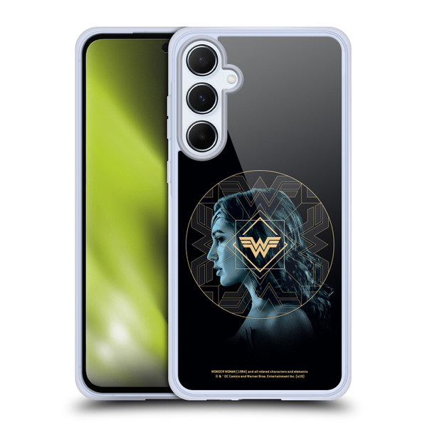 Wonder Woman 1984 Logo Art Gold Portrait Soft Gel Case for Samsung Galaxy A55 5G
