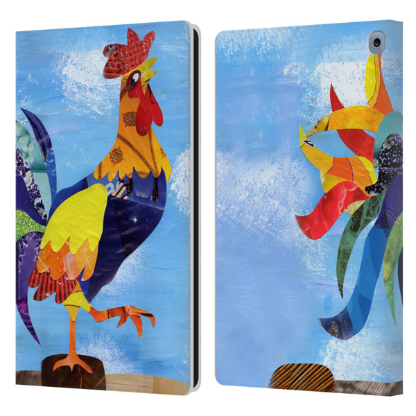 Artpoptart Animals Colorful Rooster Leather Book Wallet Case Cover For Amazon Fire HD 10 / Plus 2021