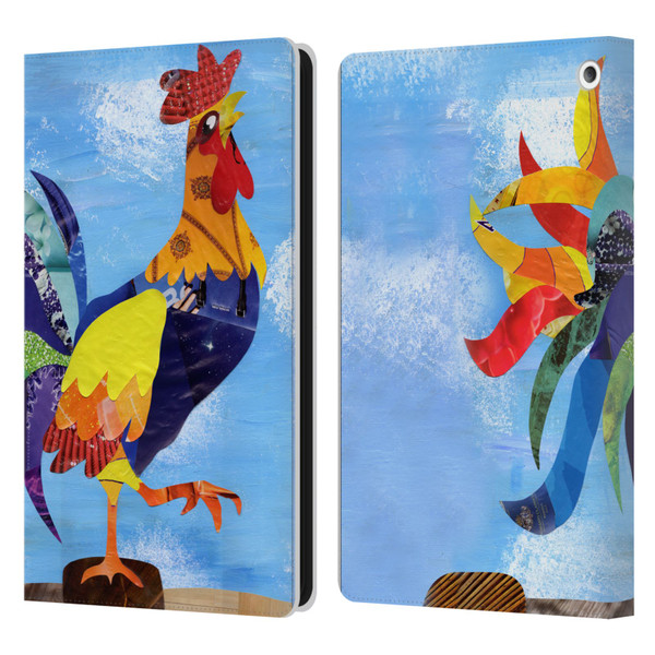 Artpoptart Animals Colorful Rooster Leather Book Wallet Case Cover For Amazon Fire HD 8/Fire HD 8 Plus 2020
