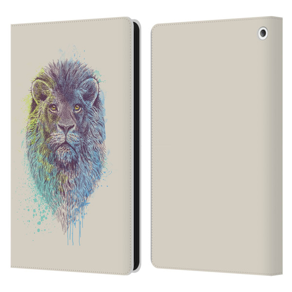 Rachel Caldwell Animals 3 Lion Leather Book Wallet Case Cover For Amazon Fire HD 8/Fire HD 8 Plus 2020