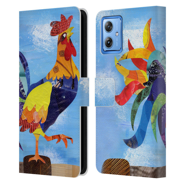 Artpoptart Animals Colorful Rooster Leather Book Wallet Case Cover For Motorola Moto G54 5G