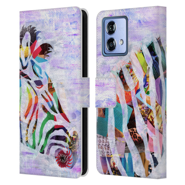 Artpoptart Animals Purple Zebra Leather Book Wallet Case Cover For Motorola Moto G84 5G