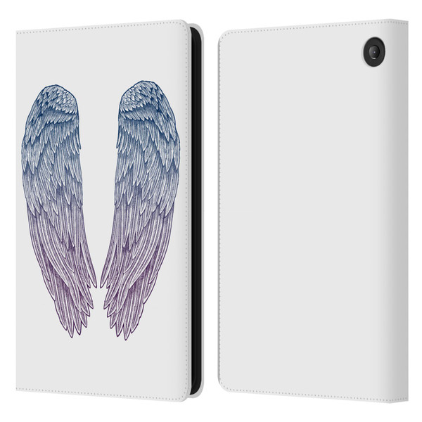 Rachel Caldwell Illustrations Angel Wings Leather Book Wallet Case Cover For Amazon Fire 7 2022