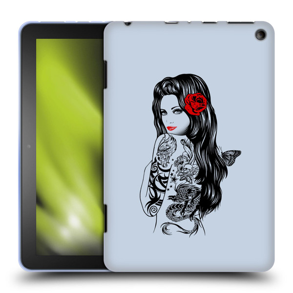 Rachel Caldwell Illustrations Tattoo Girl Soft Gel Case for Amazon Fire HD 8/Fire HD 8 Plus 2020