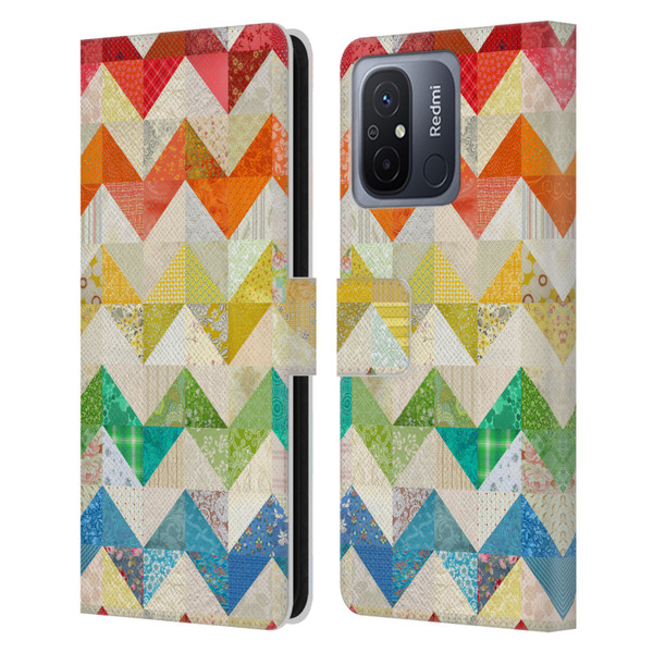 Rachel Caldwell Patterns Zigzag Quilt Leather Book Wallet Case Cover For Xiaomi Redmi 12C