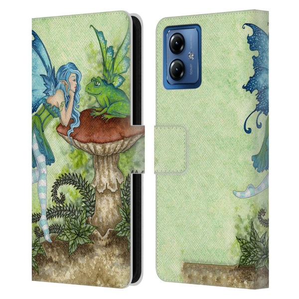 Amy Brown Pixies Frog Gossip Leather Book Wallet Case Cover For Motorola Moto G14