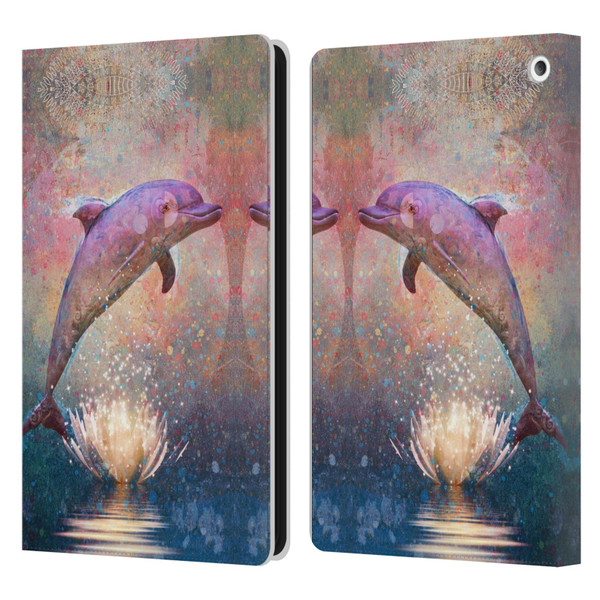 Jena DellaGrottaglia Animals Dolphin Leather Book Wallet Case Cover For Amazon Fire HD 8/Fire HD 8 Plus 2020