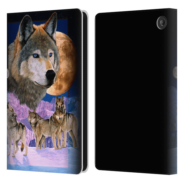 Graeme Stevenson Assorted Designs Wolves Leather Book Wallet Case Cover For Amazon Fire 7 2022