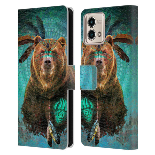 Jena DellaGrottaglia Animals Bear Leather Book Wallet Case Cover For Motorola Moto G Stylus 5G 2023