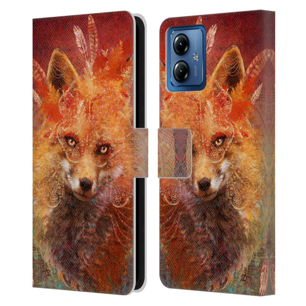 Jena DellaGrottaglia Animals Fox Leather Book Wallet Case Cover For Motorola Moto G14