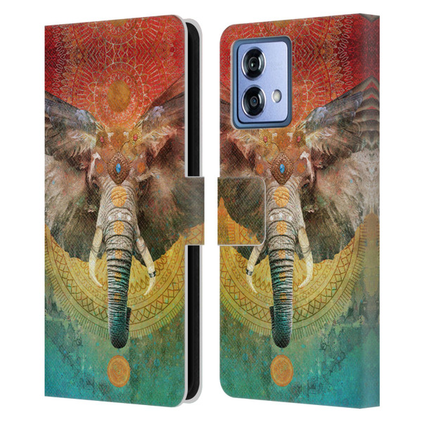 Jena DellaGrottaglia Animals Elephant Leather Book Wallet Case Cover For Motorola Moto G84 5G