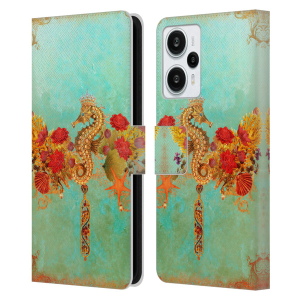Jena DellaGrottaglia Animals Seahorse Leather Book Wallet Case Cover For Xiaomi Redmi Note 12T