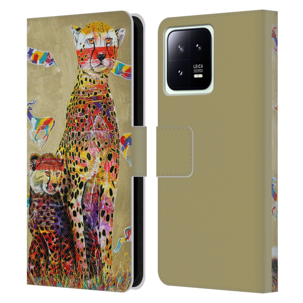 Graeme Stevenson Colourful Wildlife Cheetah Leather Book Wallet Case Cover For Xiaomi 13 5G