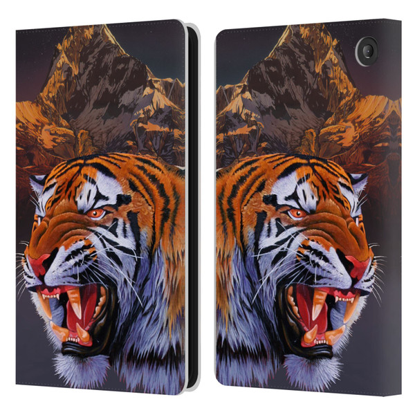 Graeme Stevenson Wildlife Tiger Leather Book Wallet Case Cover For Amazon Fire 7 2022