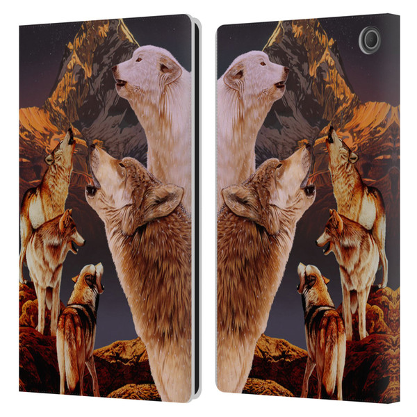 Graeme Stevenson Wildlife Wolves 2 Leather Book Wallet Case Cover For Amazon Fire Max 11 2023