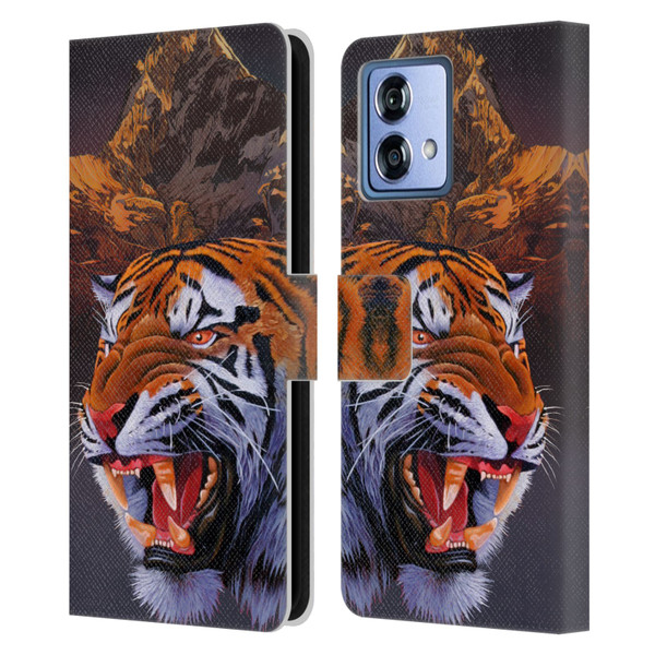 Graeme Stevenson Wildlife Tiger Leather Book Wallet Case Cover For Motorola Moto G84 5G