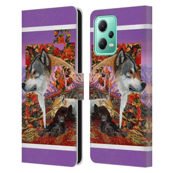 Graeme Stevenson Wildlife Wolves 4 Leather Book Wallet Case Cover For Xiaomi Redmi Note 12 5G