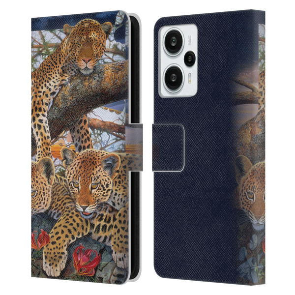 Graeme Stevenson Wildlife Leopard Leather Book Wallet Case Cover For Xiaomi Redmi Note 12T