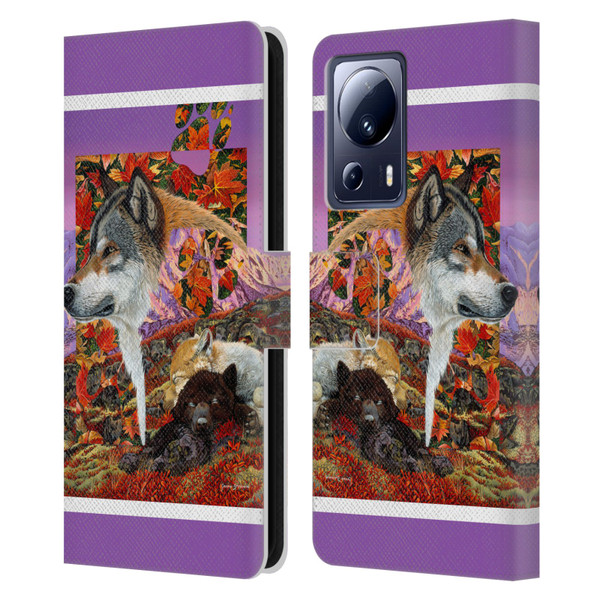 Graeme Stevenson Wildlife Wolves 4 Leather Book Wallet Case Cover For Xiaomi 13 Lite 5G