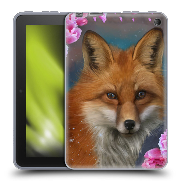 Ash Evans Animals Fox Peonies Soft Gel Case for Amazon Fire 7 2022