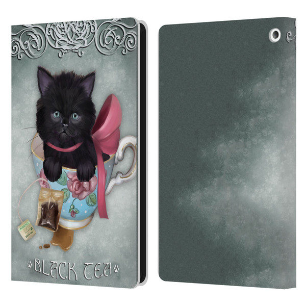 Ash Evans Black Cats Tea Leather Book Wallet Case Cover For Amazon Fire HD 8/Fire HD 8 Plus 2020