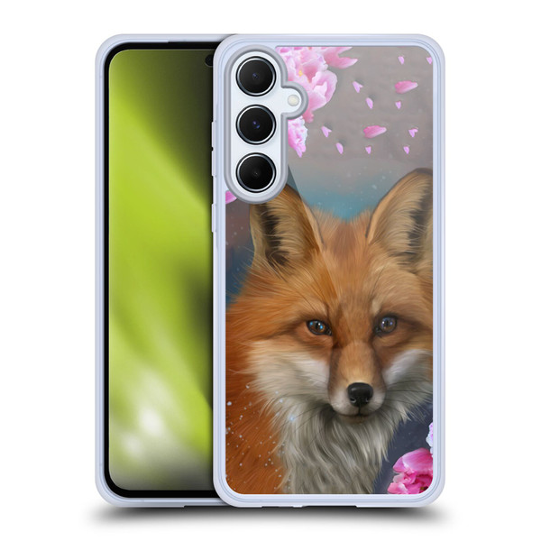 Ash Evans Animals Fox Peonies Soft Gel Case for Samsung Galaxy A55 5G