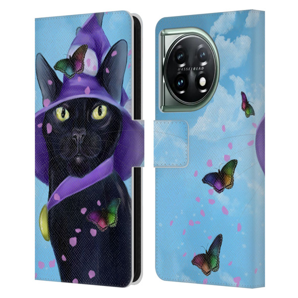 Ash Evans Black Cats Butterfly Sky Leather Book Wallet Case Cover For OnePlus 11 5G