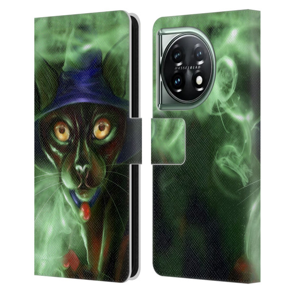 Ash Evans Black Cats Conjuring Magic Leather Book Wallet Case Cover For OnePlus 11 5G