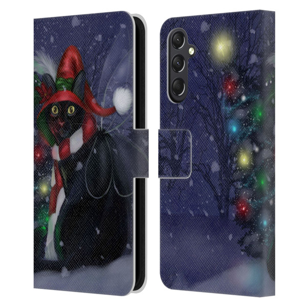 Ash Evans Black Cats Yuletide Cheer Leather Book Wallet Case Cover For Samsung Galaxy A24 4G / M34 5G