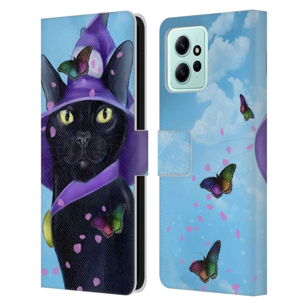 Ash Evans Black Cats Butterfly Sky Leather Book Wallet Case Cover For Xiaomi Redmi 12