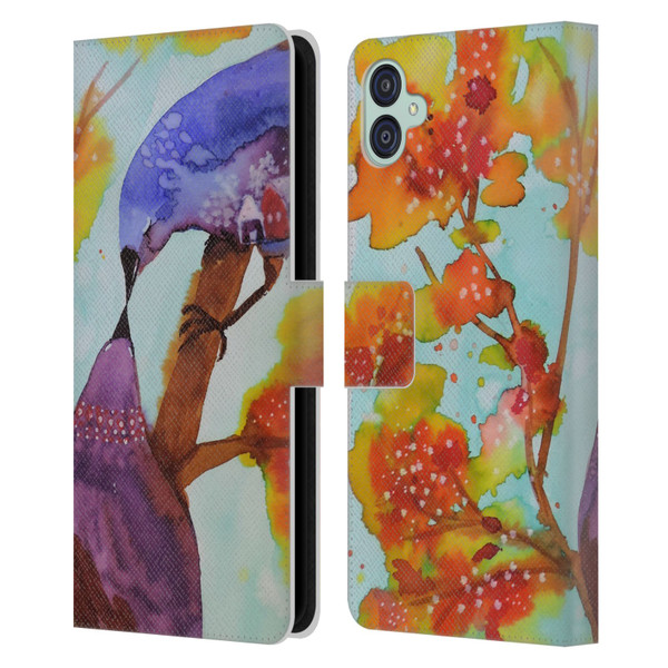 Sylvie Demers Birds 3 Kissing Leather Book Wallet Case Cover For Samsung Galaxy M04 5G / A04e