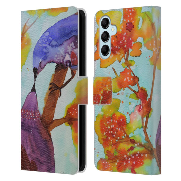 Sylvie Demers Birds 3 Kissing Leather Book Wallet Case Cover For Samsung Galaxy M14 5G