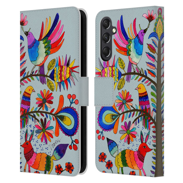 Sylvie Demers Floral Otomi Colors Leather Book Wallet Case Cover For Samsung Galaxy A24 4G / M34 5G