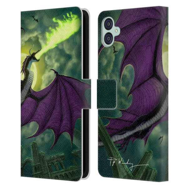 Piya Wannachaiwong Black Dragons Full Moon Leather Book Wallet Case Cover For Samsung Galaxy M04 5G / A04e