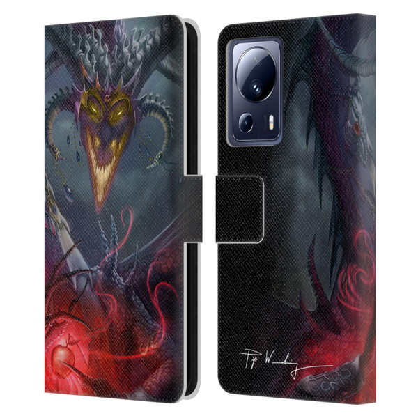 Piya Wannachaiwong Black Dragons Enchanted Leather Book Wallet Case Cover For Xiaomi 13 Lite 5G