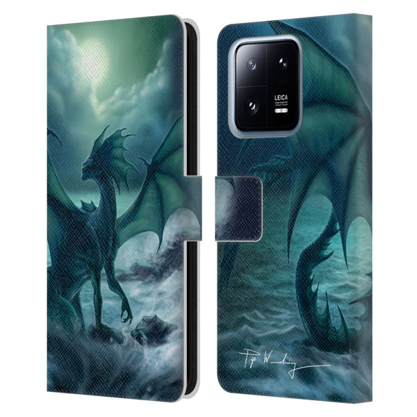 Piya Wannachaiwong Black Dragons Dark Waves Leather Book Wallet Case Cover For Xiaomi 13 Pro 5G