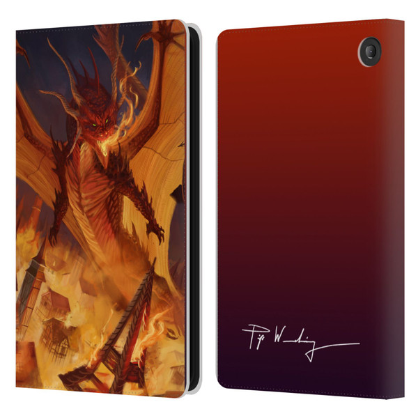 Piya Wannachaiwong Dragons Of Fire Dragonfire Leather Book Wallet Case Cover For Amazon Fire 7 2022